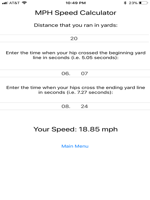 MPH Speed Calculator for Hudl iPad screenshot 2 - Sports app