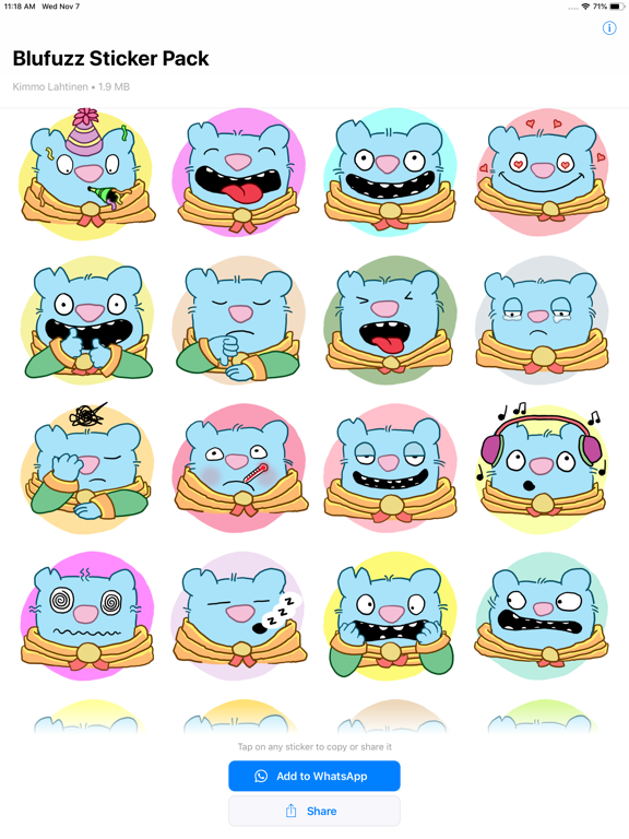 Screenshot #5 pour Blufuzz Animated Stickers