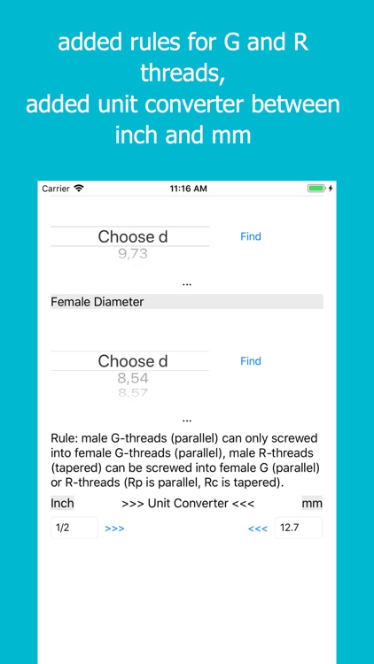 Basic Metric Thread Chart