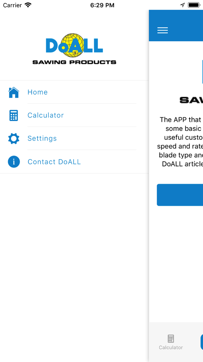 DoALL band saw calculator