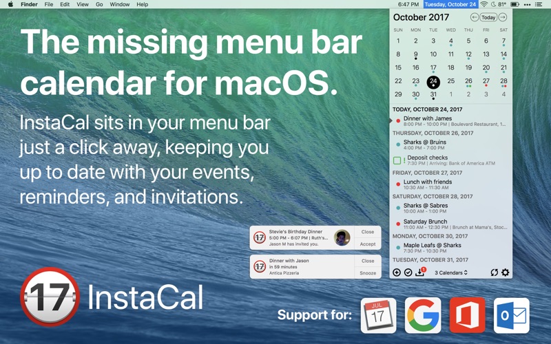 Screenshot #1 pour InstaCal - Menu Bar Calendar