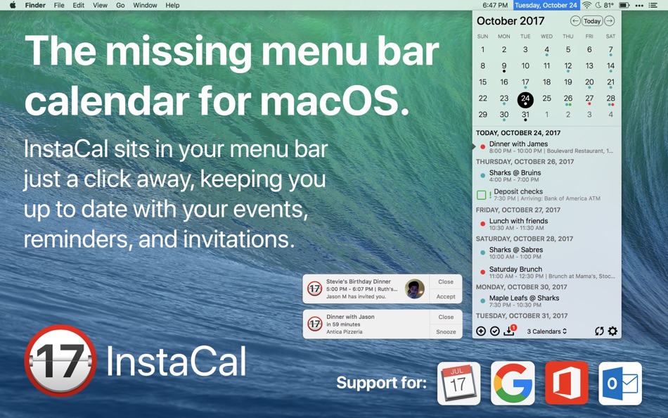 InstaCal - Menu Bar Calendar - 1.9.8 - (macOS)