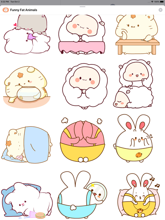 Funny Fat Animals Animated iPad screenshot 4 - Stickers app