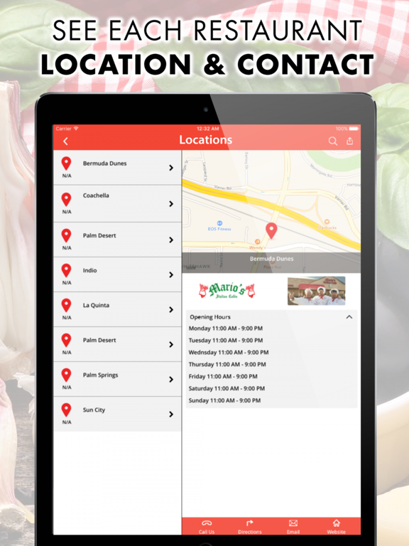 Mario's Italian Cafe iPad screenshot 3 - Food & Drink app