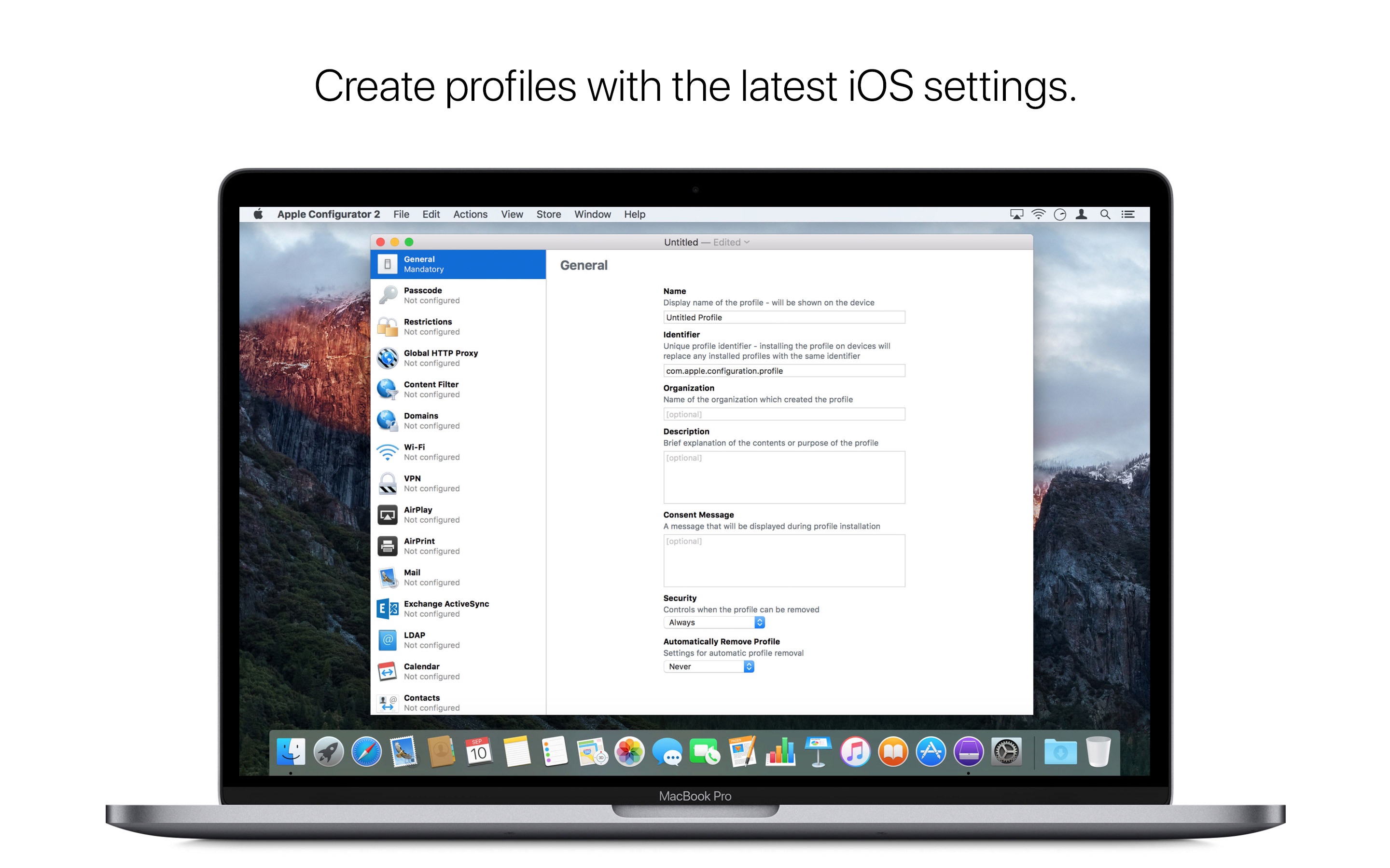 Screenshot do app Apple Configurator 2