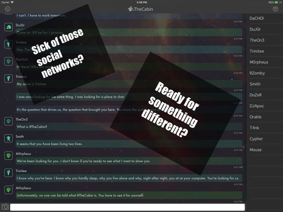#TheCabin iPad screenshot 1 - Social Networking app