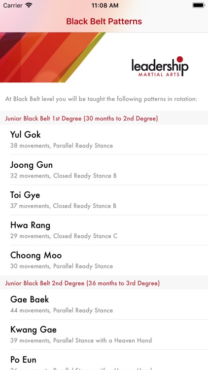 LMA Black Belt Patterns