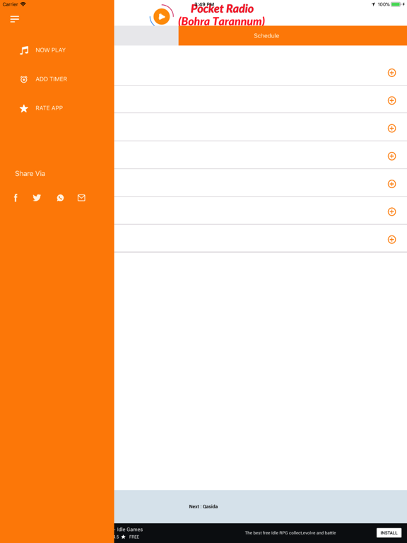 Pocket Radio (Bohra Tarannum) iPad screenshot 2 - Music app