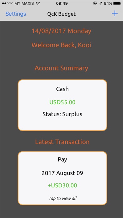 QcK Budget: Simple Money Manager Screenshot