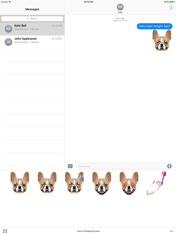 Jezebel the Frenchie Stickers iPad screenshot 1 - Stickers app