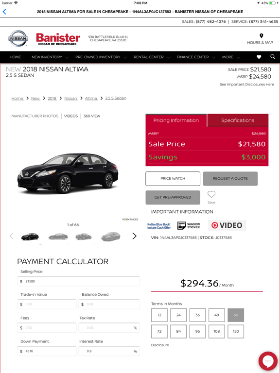 Banister Nissan of Chesapeake iPad screenshot 4 - Shopping app