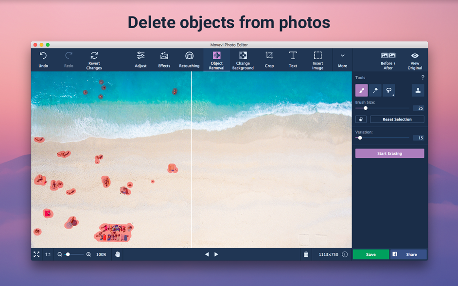 Photo Editor Movavi 5.1  Remove Objects & Enhance