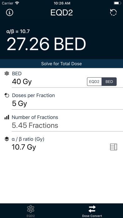 EQD2 Calculator Screenshot