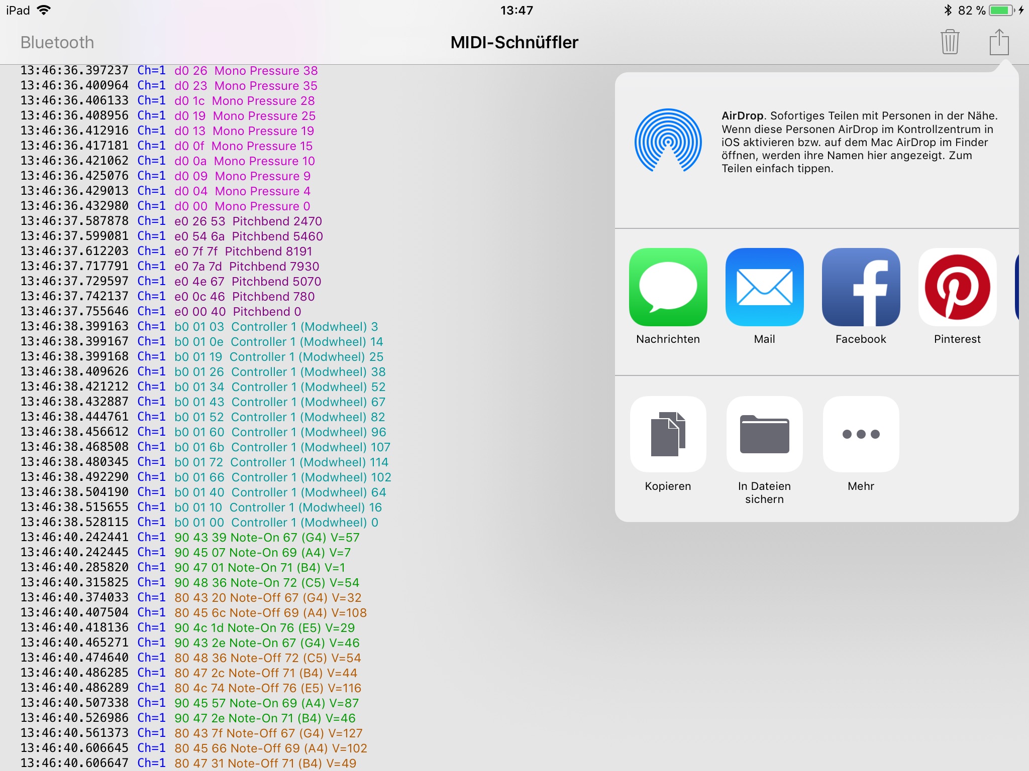 MIDI Sniffer screenshot 2