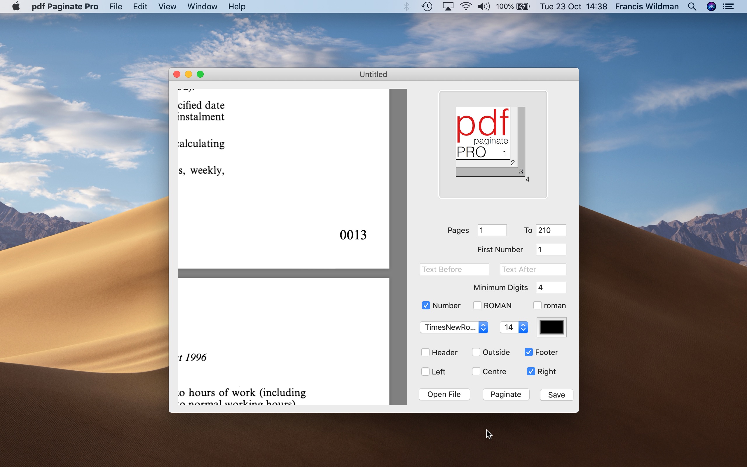 Screenshot do app pdf Paginate Pro