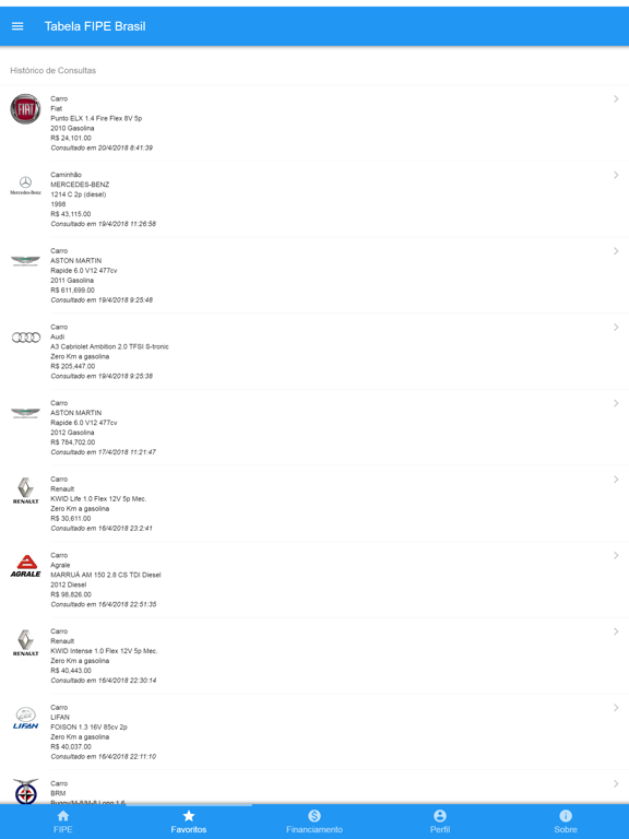 Tabela FIPE Brasil iPad screenshot 8 - Utilities app