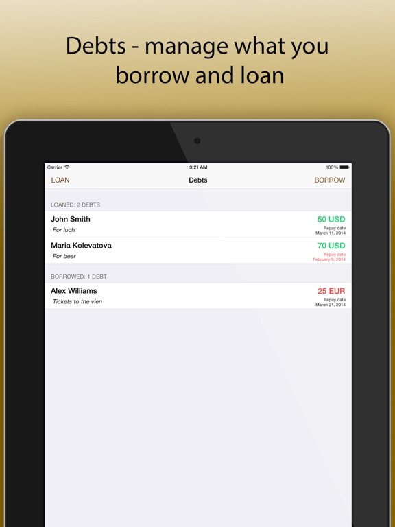 Screenshot #4 pour Debts - your loans and borrow