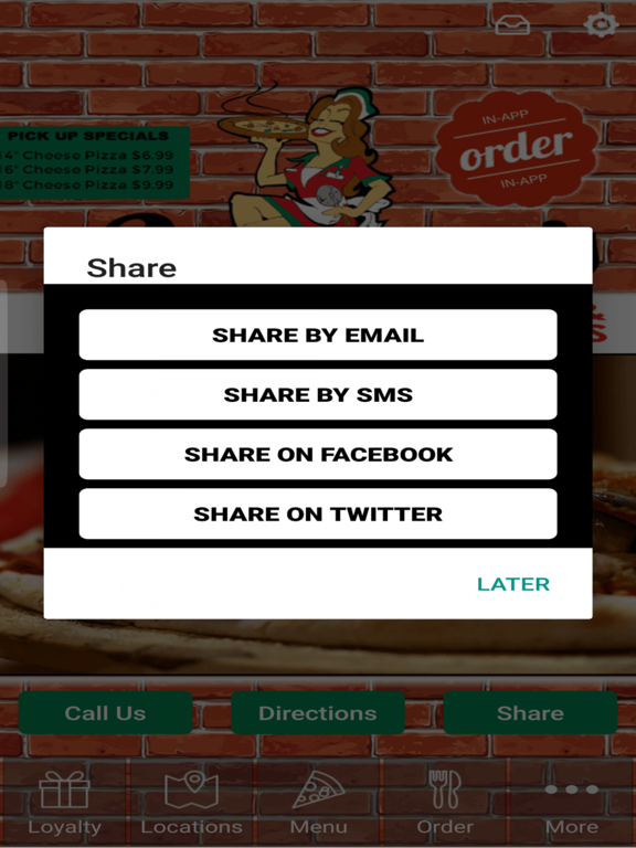 Angelina's Pizza Las Vegas iPad screenshot 4 - Food & Drink app