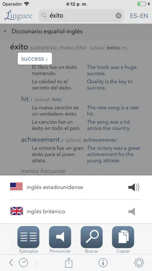 Captura de pantalla de Diccionario Linguee en iPhone 3