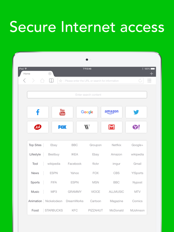 Smart Search-Secure browser iPad screenshot 1 - Productivity app