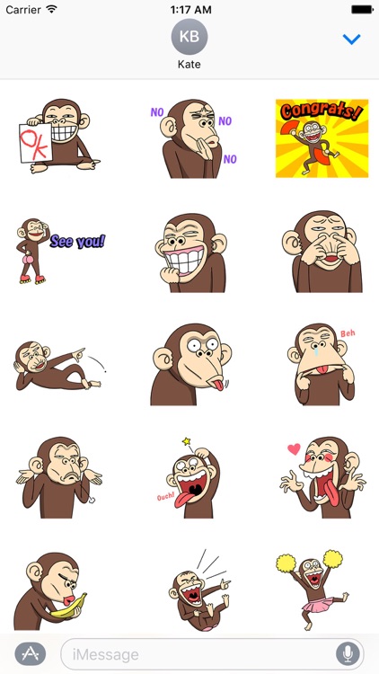 Funny Monkey Animated Stickers