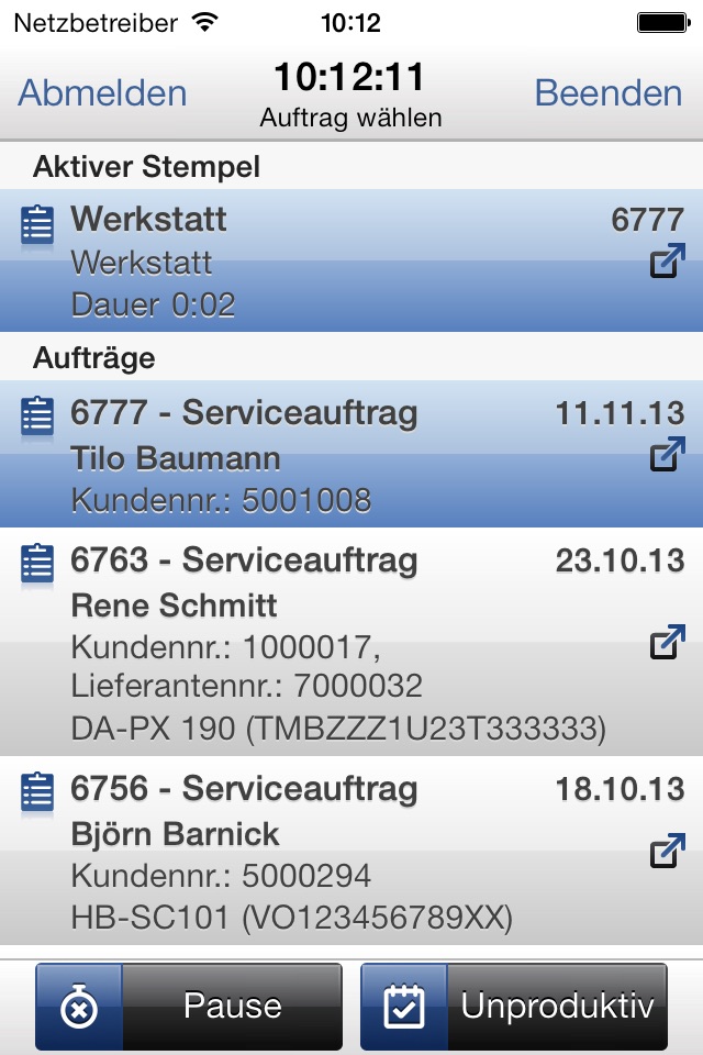 ecaros Zeiterfassung screenshot 2