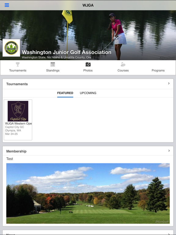 Washington Junior Golf Assoc. iPad screenshot 1 - Sports app
