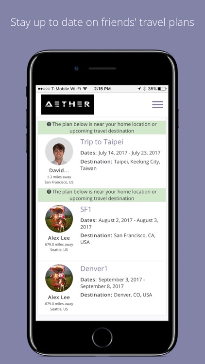 Aether - Share Travel Plans