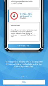 Contraception Eligibility tool screenshot