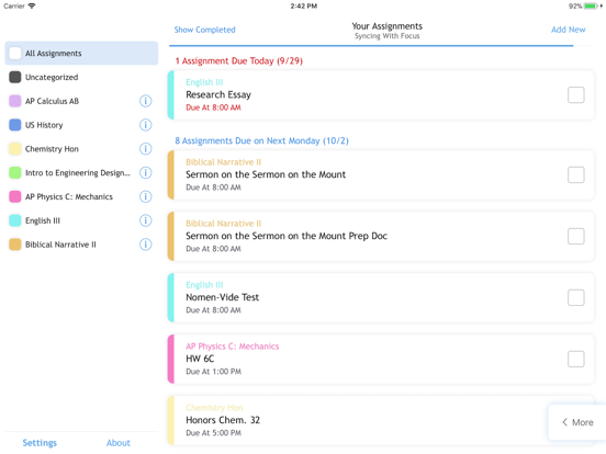 Assignist iPad screenshot 1 - Productivity app