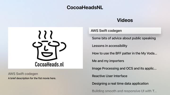 Screenshot #1 pour CocoaHeadsNL TV