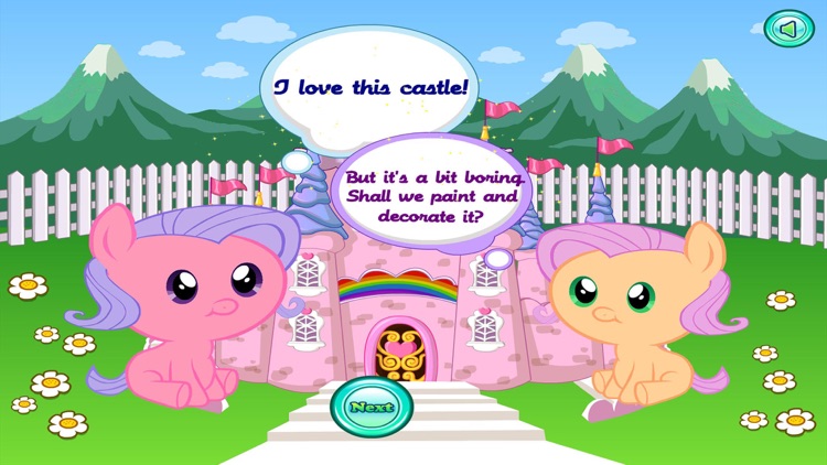Glitter castle with baby pony