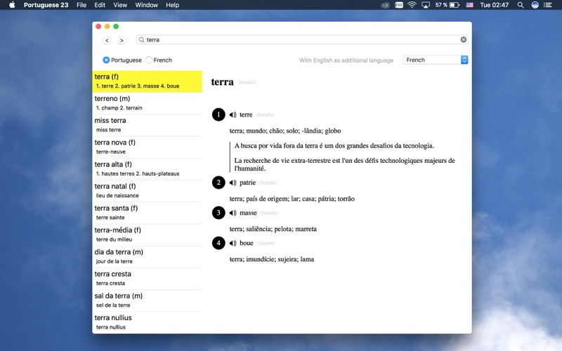 Screenshot #1 pour Portugais: Dictionnaire français-portugais