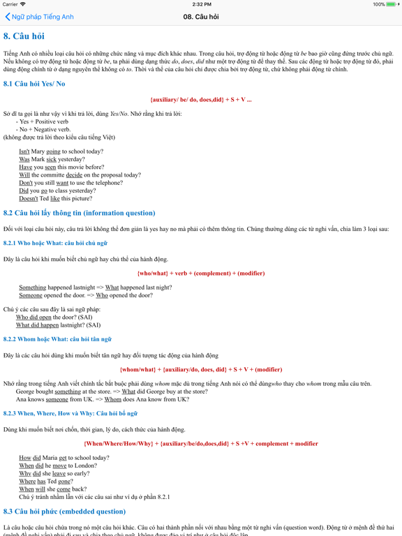 Ngữ pháp Tiếng Anh 2018 iPad screenshot 5 - Education app