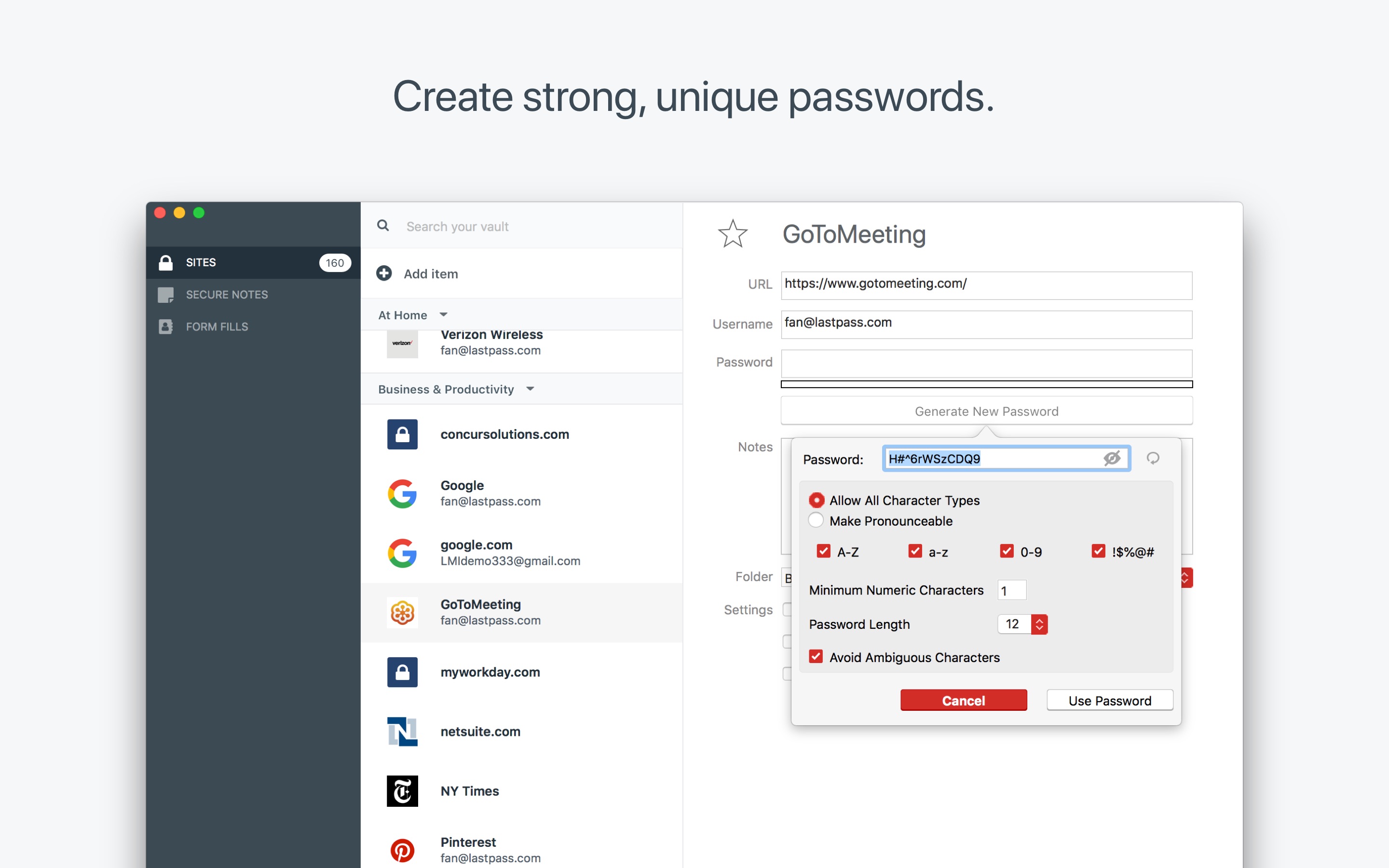 Screenshot do app LastPass Password Manager