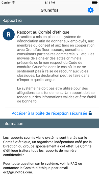 Screenshot #1 pour Grundfos Whistleblower System