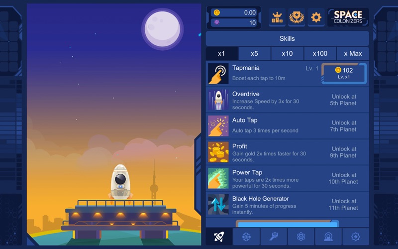 Screenshot #1 for Space Colonizers Idle Clicker