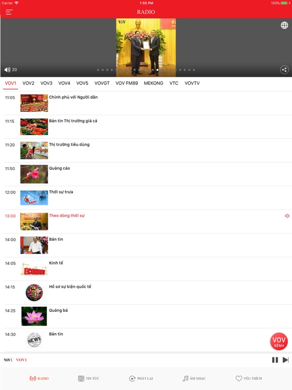 VOV Media. iPad screenshot 1 - Entertainment app