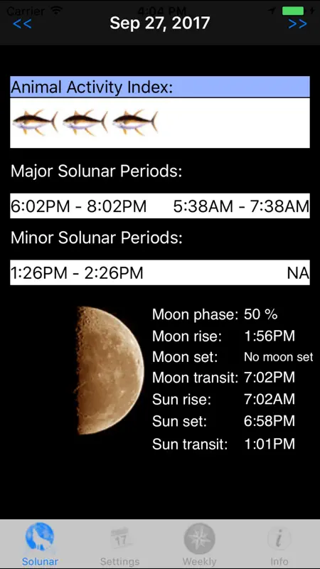 Solunar Table screenshot 1 of 5