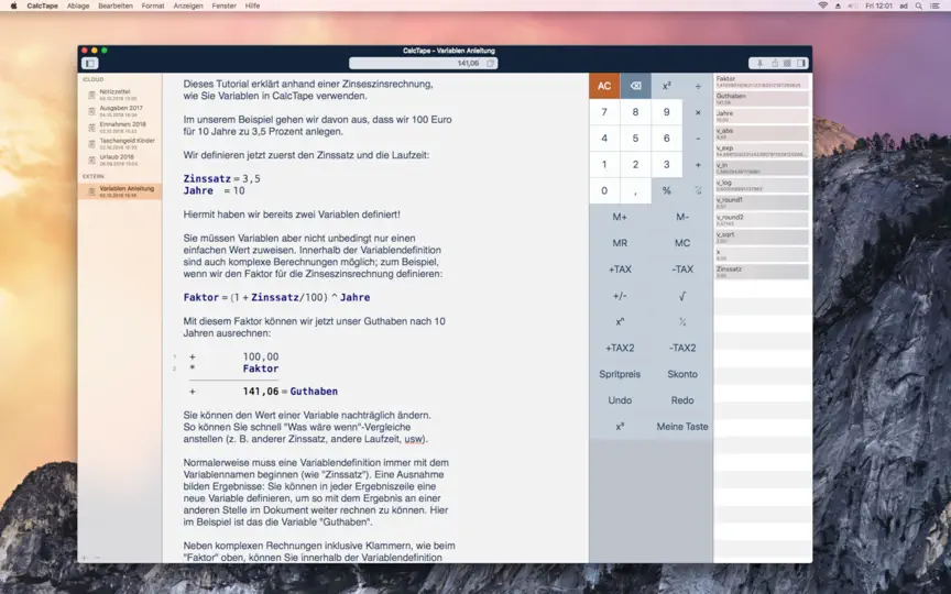 Screenshot von CalcTape Taschenrechner auf dem iPhone 2