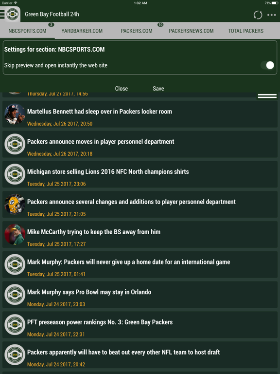 Screenshot #5 pour 24h News for Green Bay Packers