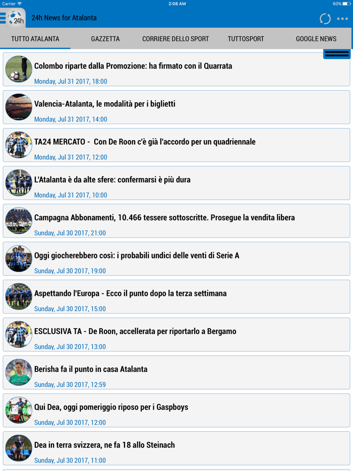 24h News for Atalanta