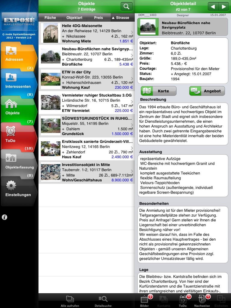 Maklersoftware EXPOSÉ iPad screenshot 3