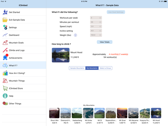 iClimbed iPad screenshot