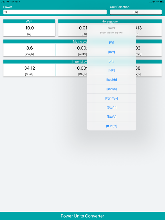 Power Units Converter iPad screenshot