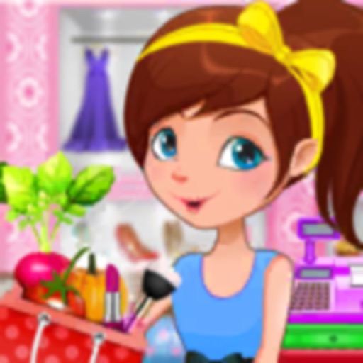 Super Market girl shopping icon
