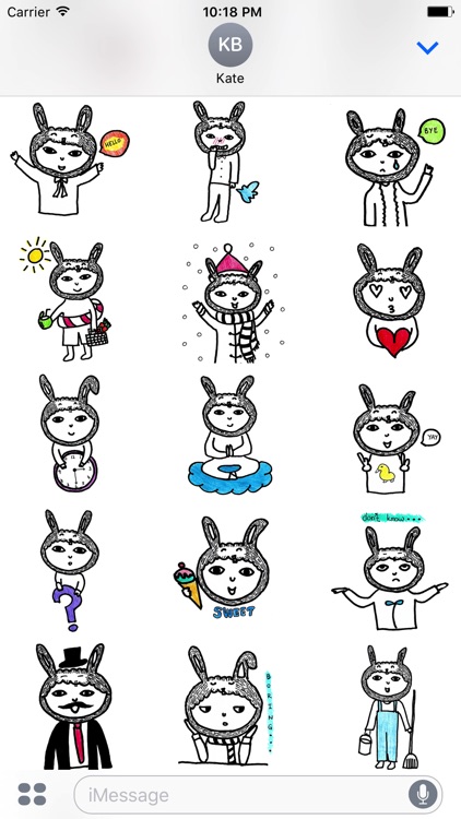 Hand Drawn Rabbit Boy Sticker Pack for iMessage