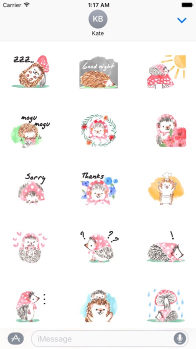 Cute Hedgehog and Mushroom Watercolor Sticker screenshot 2