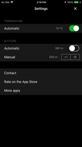 Altura: Barometric pressure screenshot