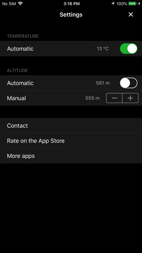 Altura: Barometric pressure